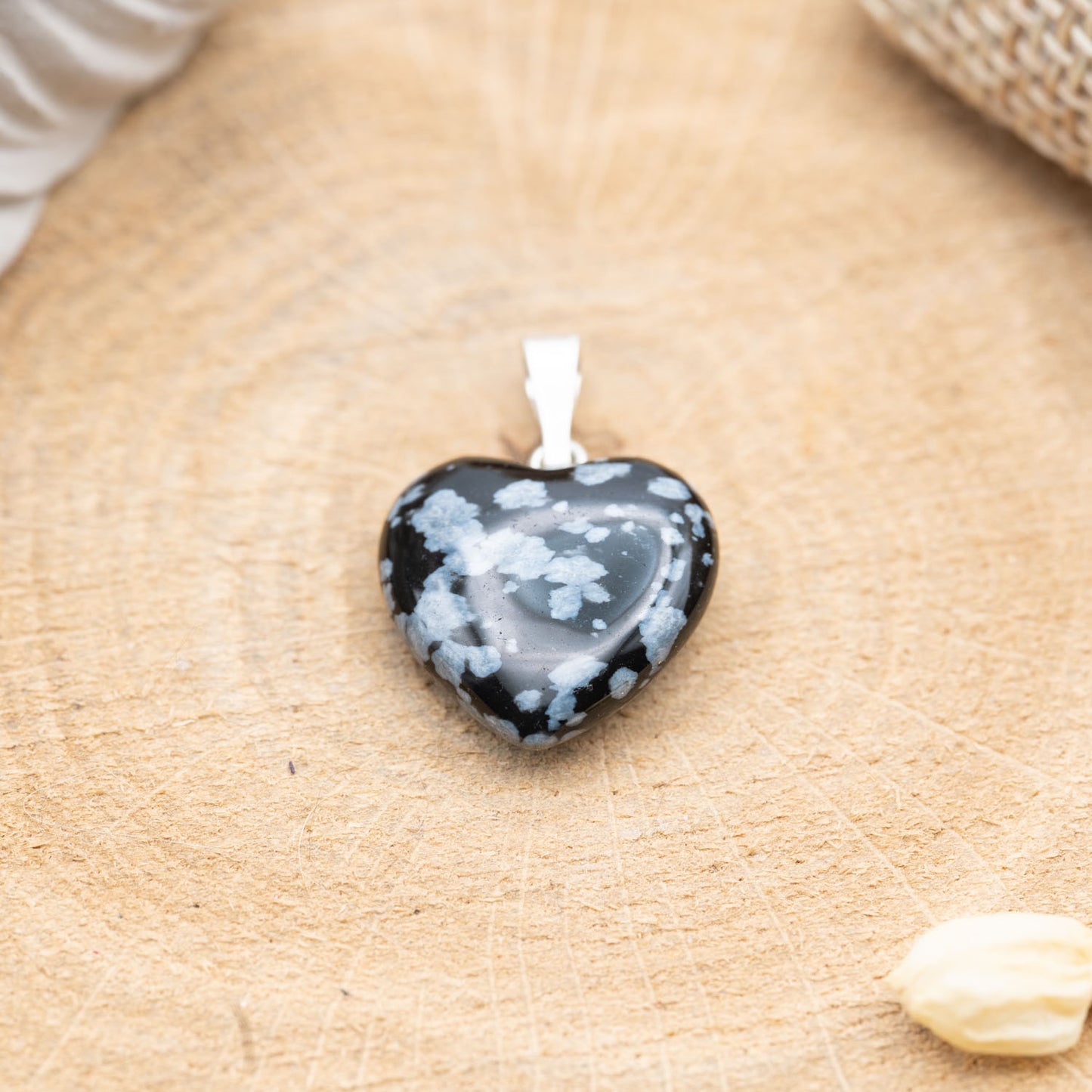 OBSIDIENNE MOUCHETÉE - PENDENTIF CŒUR 10 MM