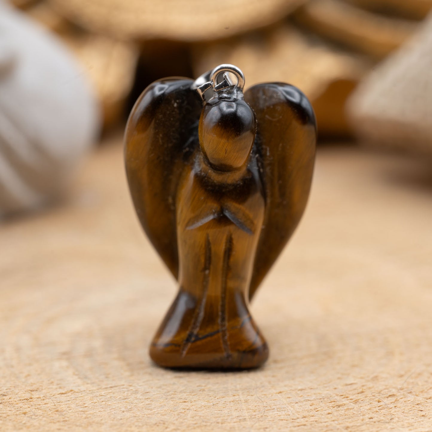 Œil de Tigre - Pendentif en ange 25 mm