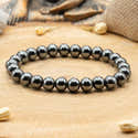Bracelet En Hématite Pour Homme - Pierre Naturelle - Élastique Ajustable - Style Formel Ou Décontracté - Cadeau Anniversaire, Mariage - 6