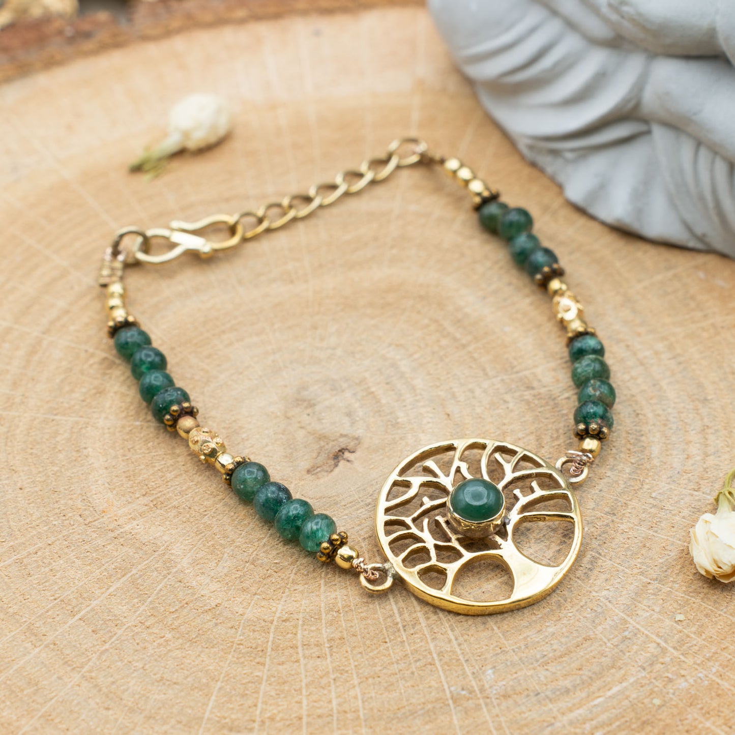 Bracelet Aventurine Verte & Laiton