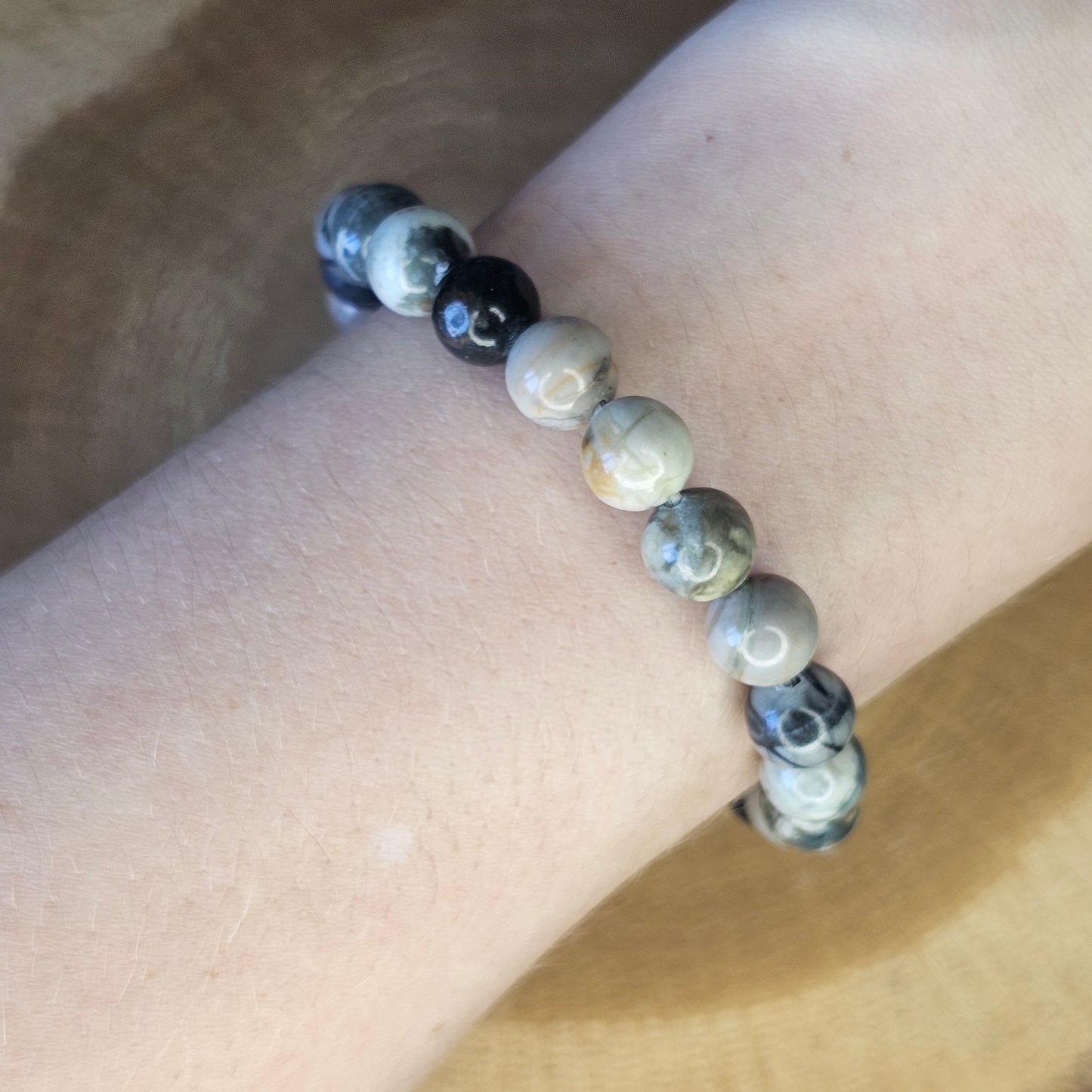 Jaspe Feuille d'Argent - Bracelet 8mm
