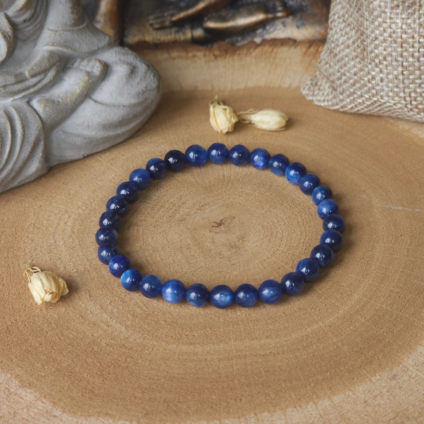 Cyanite Bleue chauffée - Bracelet 6 mm