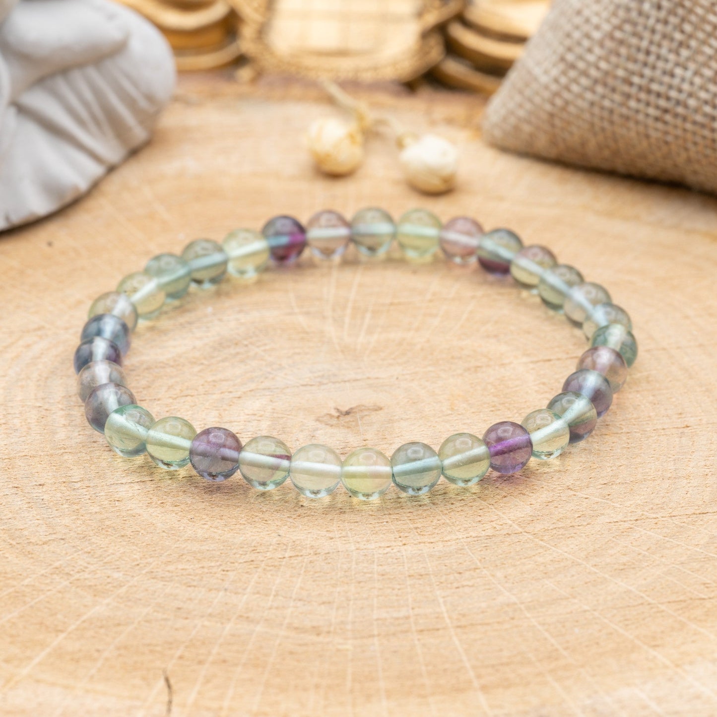 Fluorite multicolore AA - Bracelet 6mm