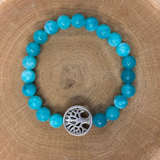 Amazonite + Arbre de vie - Bracelet 8mm