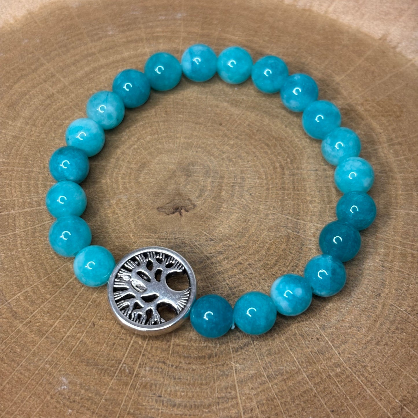 Amazonite + Arbre de vie - Bracelet 8mm