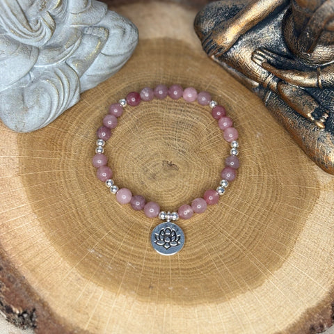 Quartz Fraise & Lotus - Bracelet 6mm