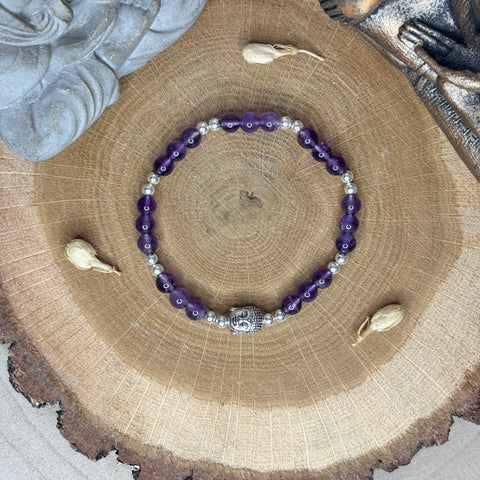 Améthyste & Bouddha - Bracelet 6mm