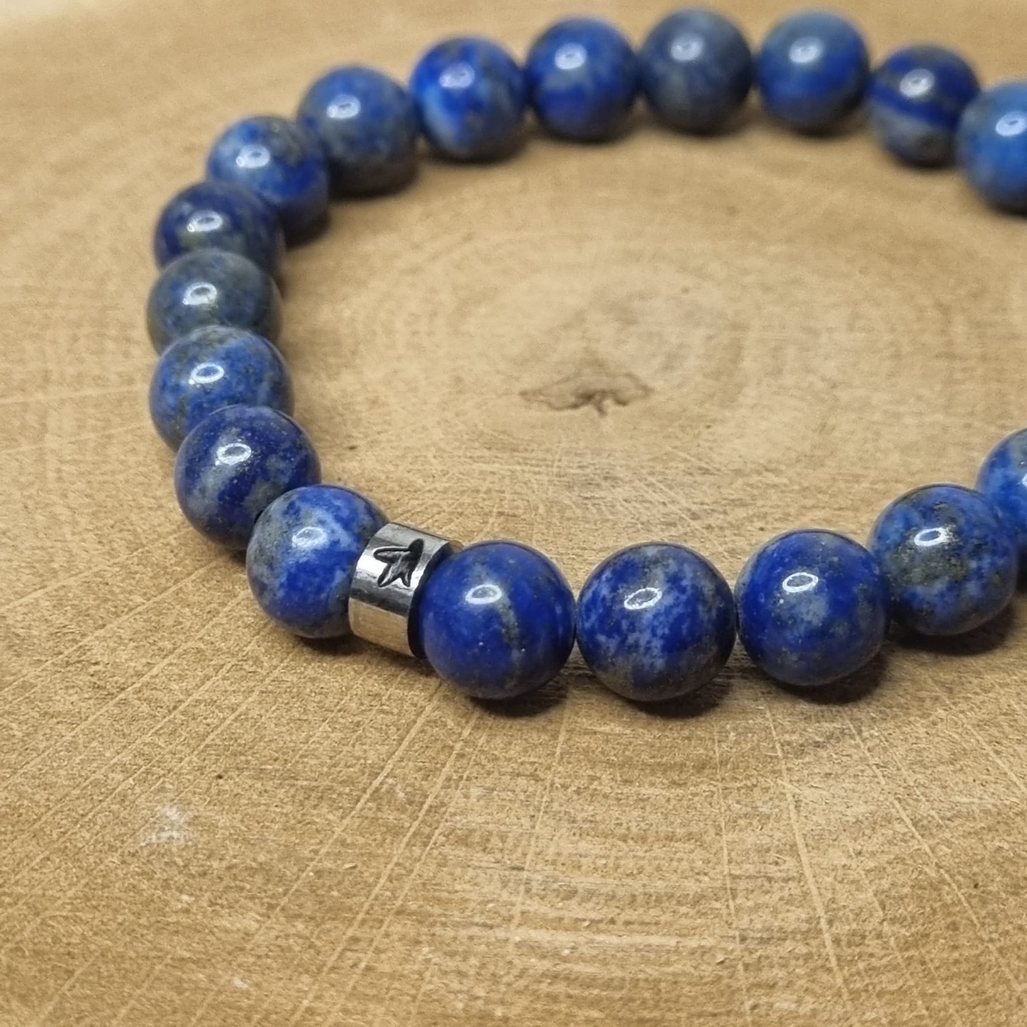 Lapis Lazuli  - Bracelet 8 mm avec breloque